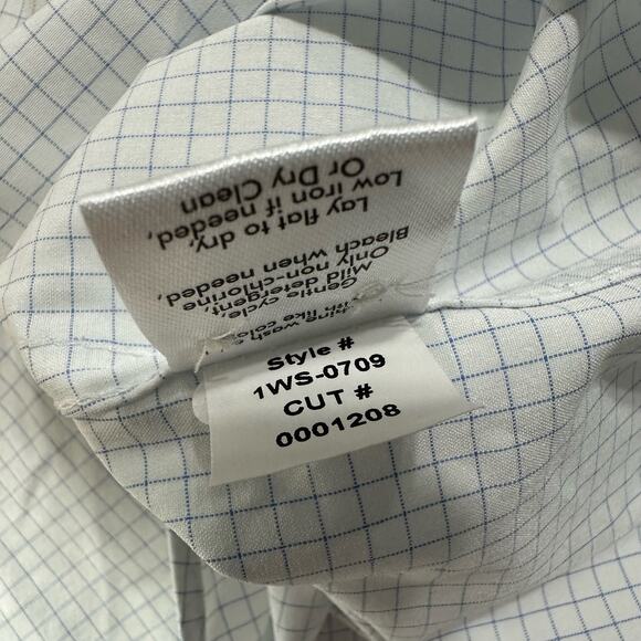 Mizzen Main Leeward Shirt Mens XL‎ Trim No Tuck White Blue Check Company LOGO - Picture 9 of 9